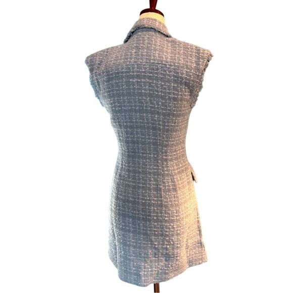 NWOT Maeve by ANTHROPOLOGIE Button Shirt Dress Tweed Light Blue Lined 2 Petite - Picture 8 of 12